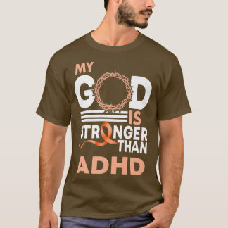 Mijn God is sterker dan Adhd Awareness Ribbon Prem T-shirt