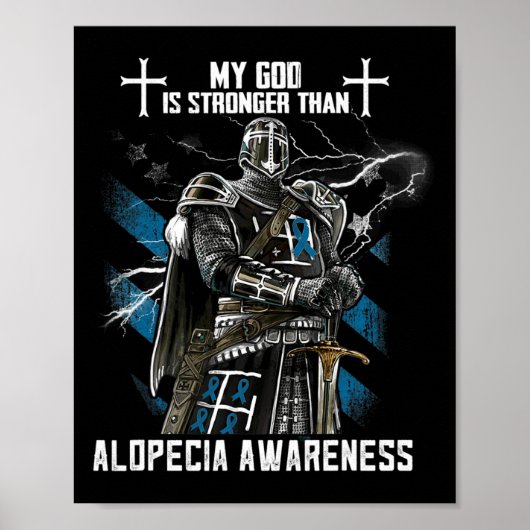Mijn God is sterker dan alopecia bewustzijn Poster (Voorkant)