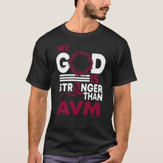 Mijn God is sterker dan AVM Bewustmakingslint T-shirt (Voorkant)