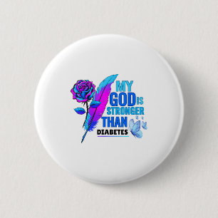Mijn God Is Sterker Dan Bloem Diabetes Bewustzijn Ronde Button 5,7 Cm