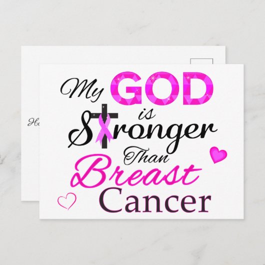 Mijn GOD is sterker dan borstkanker Briefkaart (Voorkant / Achterkant)