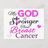 Mijn GOD is sterker dan borstkanker Briefkaart (Voorkant)