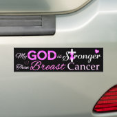 Mijn GOD is sterker dan borstkanker Bumpersticker (Op auto)