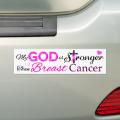 Mijn GOD is sterker dan borstkanker Bumpersticker (Op auto)