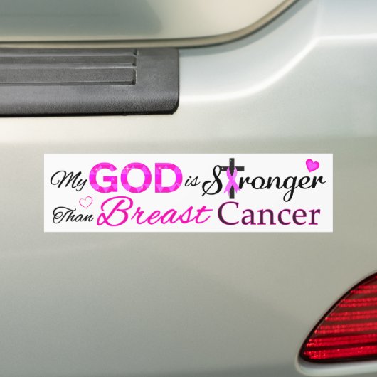 Mijn GOD is sterker dan borstkanker Bumpersticker (Op auto)