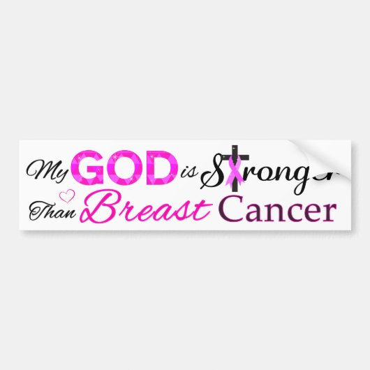 Mijn GOD is sterker dan borstkanker Bumpersticker (Voorkant)