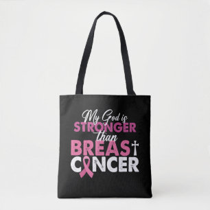 Mijn God is sterker dan borstkanker christen  Tote Bag