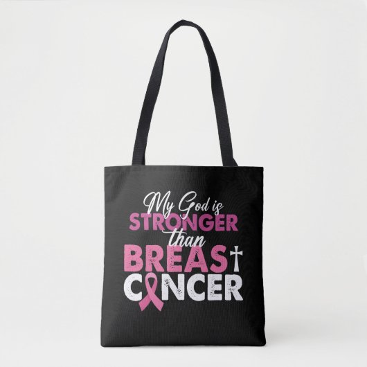 Mijn God is sterker dan borstkanker christen Tote Bag (Voorkant)