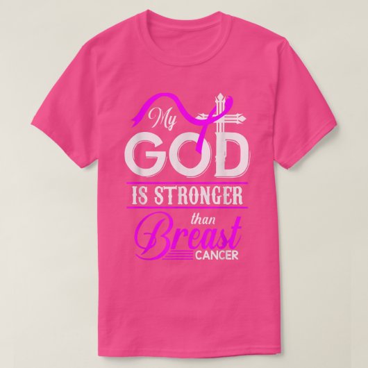 Mijn God is sterker dan borstkanker dwarroze R T-shirt (Design voorkant)