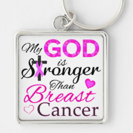 Mijn GOD is sterker dan borstkanker Sleutelhanger