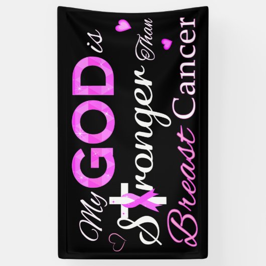 Mijn GOD is sterker dan borstkanker Spandoek (Verticaal)