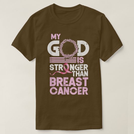 Mijn God is sterker dan borstkanker... T-shirt (Design voorkant)
