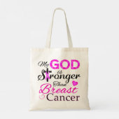 Mijn GOD is sterker dan borstkanker Tote Bag (Achterkant)