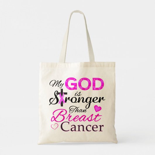 Mijn GOD is sterker dan borstkanker Tote Bag (Achterkant)
