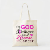 Mijn GOD is sterker dan borstkanker Tote Bag (Voorkant)
