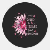 Mijn God is sterker dan borstkankerbewustwording. Ronde Sticker (Voorkant)