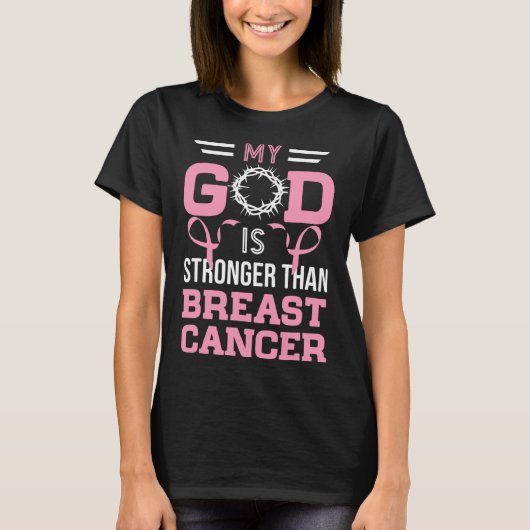 Mijn God is sterker dan borstkankerbewustwording. T-shirt (Voorkant)