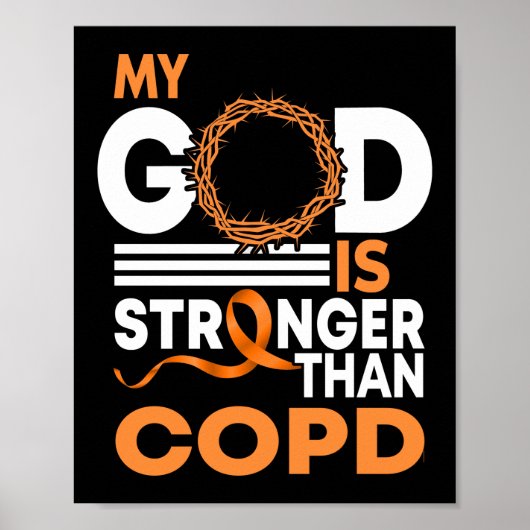 Mijn God is sterker dan COPD Awareness Ribbon Poster (Voorkant)