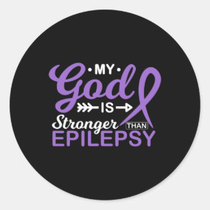 Mijn God is sterker dan de Epilepsie Bewustzijnsst Ronde Sticker