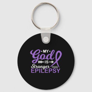Mijn God is sterker dan de Epilepsie Bewustzijnsst Sleutelhanger