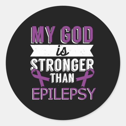 Mijn God is sterker dan de Epilepsy Bewust Maand Ronde Sticker (Voorkant)
