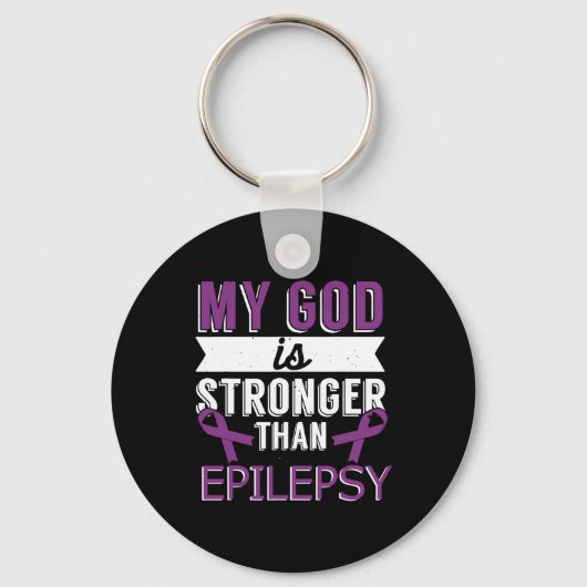 Mijn God is sterker dan de Epilepsy Bewust Maand Sleutelhanger (Voorkant)