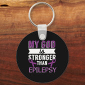 Mijn God is sterker dan de Epilepsy Bewust Maand Sleutelhanger (Voorkant)