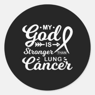 Mijn God is sterker dan de oorlog tegen longkanker Ronde Sticker