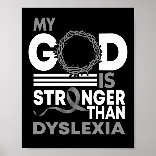 Mijn God is sterker dan dyslexie bewustwording lin Poster (Voorkant)