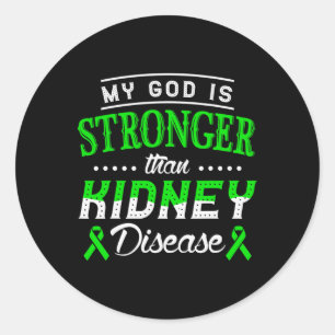 Mijn God is sterker dan een nierziekte Ronde Sticker