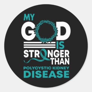 Mijn God is sterker dan een polycystische nierziek Ronde Sticker