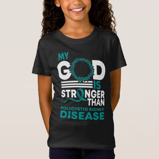 Mijn God is sterker dan een polycystische nierziek T-shirt (Voorkant)