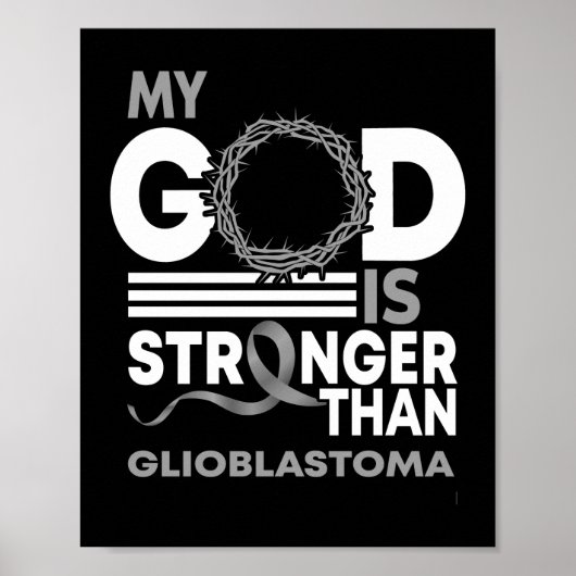 Mijn God is sterker dan Glioblasta Bewustheid Poster (Voorkant)