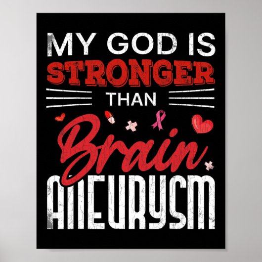 Mijn God is sterker dan hersenaneurysma bewustzijn Poster (Voorkant)