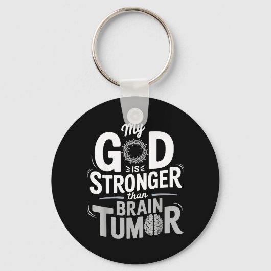 Mijn God Is Sterker Dan Hersentumor Bewustzijn Sleutelhanger (Voorkant)