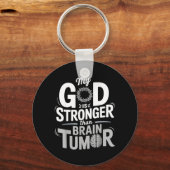 Mijn God Is Sterker Dan Hersentumor Bewustzijn Sleutelhanger (Voorkant)