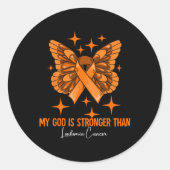 Mijn God is sterker dan het besef van leukemie Ronde Sticker (Voorkant)