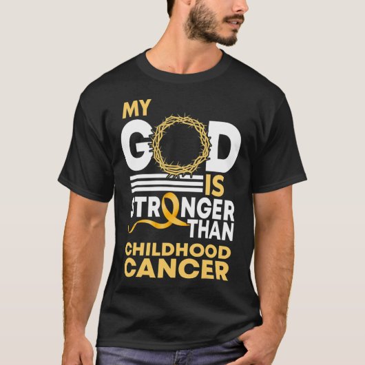 Mijn God is sterker dan kankergouden ribben uit mi T-shirt (Voorkant)