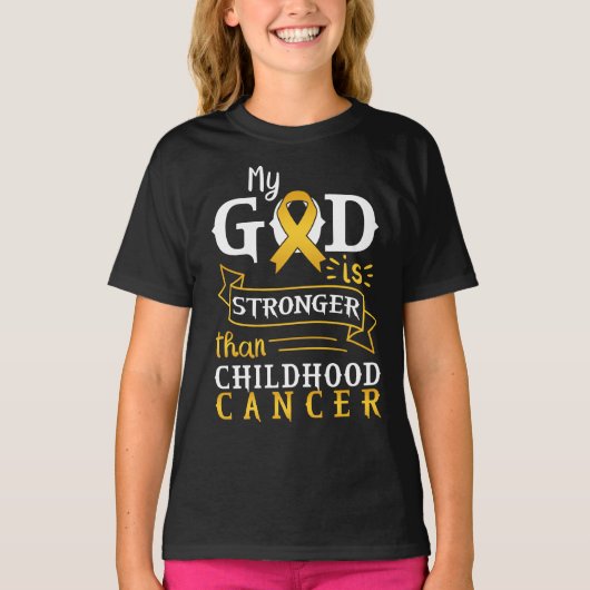 Mijn God is sterker dan kinderkanker T-shirt (Voorkant)