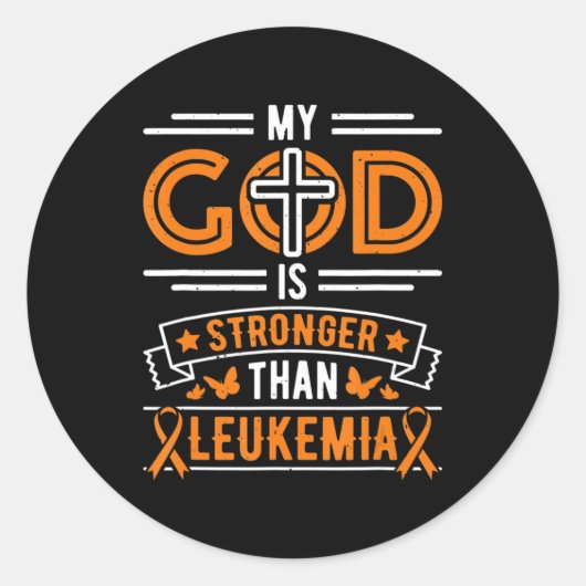 Mijn God is sterker dan Leukemie Survivor Ronde Sticker (Voorkant)