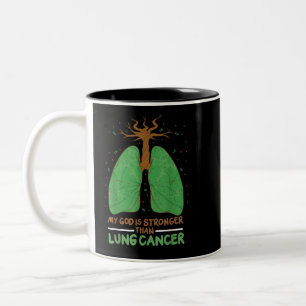 Mijn God is sterker dan longkanker  Tweekleurige Koffiemok