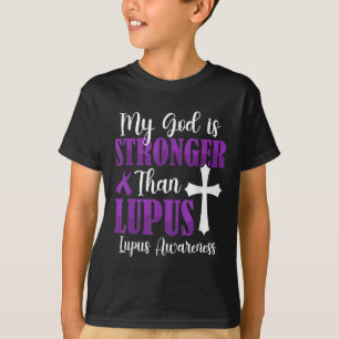 Mijn God is sterker dan Lupus Paarse lint Lupus T-shirt