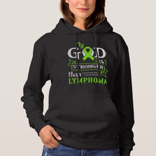 Mijn God is sterker dan Lymphoma Bewustheid Heart Hoodie (Voorkant)