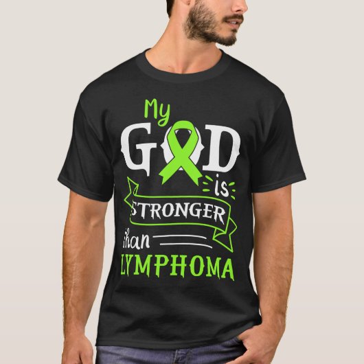 Mijn God is sterker dan Lymphoma Bewustheid Heart T-shirt (Voorkant)