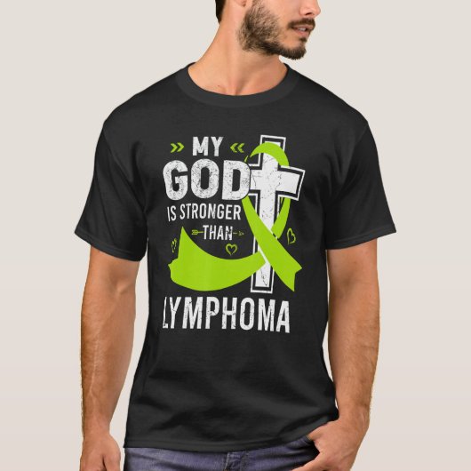Mijn God is sterker dan Lymphoma Bewustmakende Maa T-shirt (Voorkant)