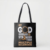 Mijn God is sterker dan multiple sclerose Tote Bag (Voorkant)