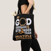 Mijn God is sterker dan multiple sclerose Tote Bag (Dichtbij)