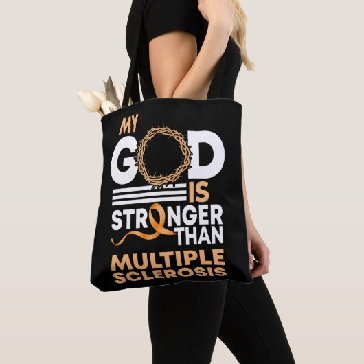 Mijn God is sterker dan multiple sclerose Tote Bag (Dichtbij)