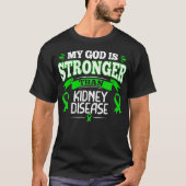 Mijn God is sterker dan nierziekte Groene Ribbo T-shirt (Voorkant)