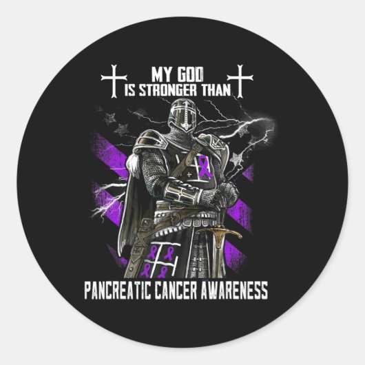 Mijn God is sterker dan pancreaskankerwaarschuwing Ronde Sticker (Voorkant)